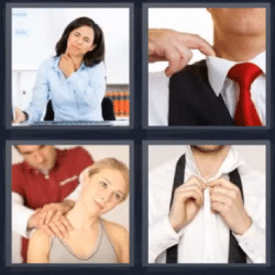 4 fotos 1 palabra mujer dolor hombre corbata