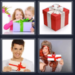 4 fotos 1 palabra caja regalo