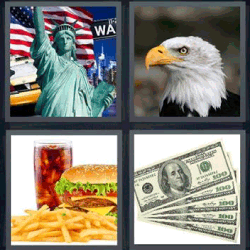4 fotos 1 palabra estatua de la libertad águila