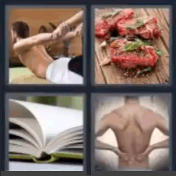4 fotos 1 palabra carne libro espalda