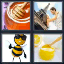 4 fotos 1 palabra abeja miel
