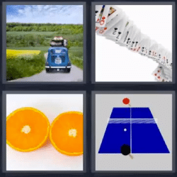 4 fotos 1 palabra naranja cartas