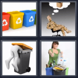 4 fotos 1 palabra cubos de basura