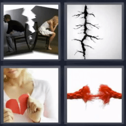 4 fotos 1 palabra corazon roto pareja separada