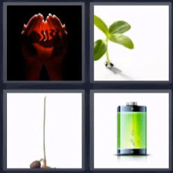 4 fotos 1 palabra bateria verde