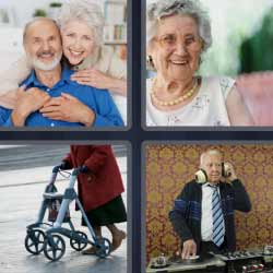4 fotos 1 palabra matrimonio ancianos feliz